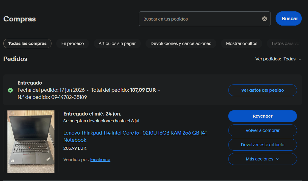 Modelo que compré en Ebay