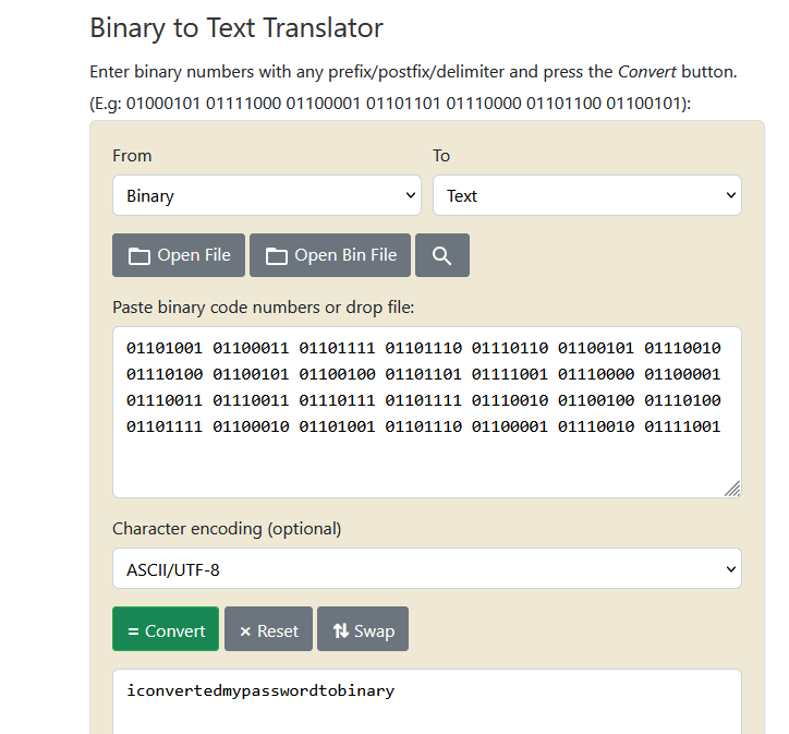 Decodificación de binario a texto