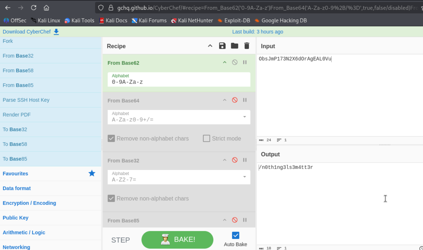Decodificación Base62 en CyberChef