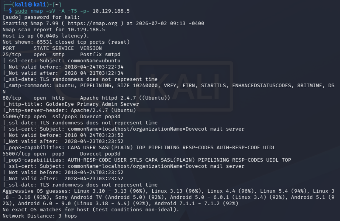 Escaneo inicial de puertos de Nmap